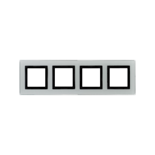 Рамка из натурального стекла 4 поста (8 мод.),  Avanti, светло-серая