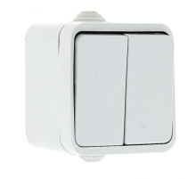 EKF PROxima Прага Выключатель 2-клавишный 10А IP44 белый.