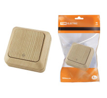 TDM Переключатель на 2 направления 1-кл. открытой установки IP20 10А, сосна 