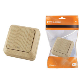 TDM Переключатель на 2 направления 1-кл. открытой установки IP20 10А, сосна 