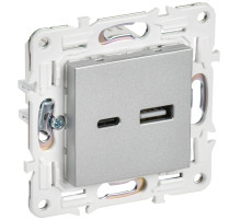 IEK SKANDY Серебряный Розетка USB A+C 18Вт SK-R13S