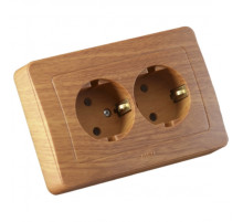 Hegel Мастер внутр Дуб РС16-352-05 Розетка с/з двойная, со шторками