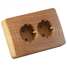 Hegel Мастер внутр Дуб РС16-352-05 Розетка с/з двойная, со шторками