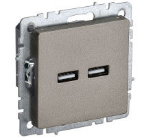 IEK BRITE BASE Шампань Розетка USB A+A 3,1А РЮ10-1-БрШ