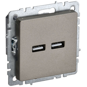 IEK BRITE BASE Шампань Розетка USB A+A 3,1А РЮ10-1-БрШ