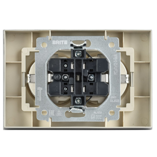 BRITE Роз. 2-я с з/к/ш пл 16А в сб. РСшПл12-3-БрА алюм. IEK