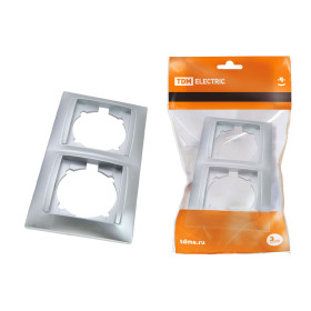 TDM Рамка 2-х постовая горизонтальная серебр. металлик 