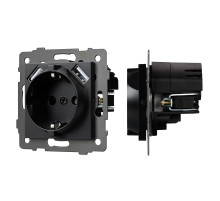 Arlight Механизм розетки с USB зарядкой SCT-MUAA-PL-BK-V (250V, 16A) (-)