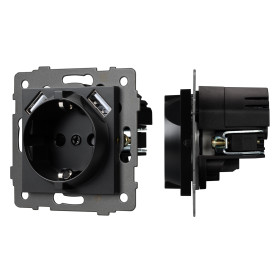 Arlight Механизм розетки с USB зарядкой SCT-MUAA-PL-BK-V (250V, 16A) (-)