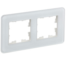IEK BRITE DECOR Белый матовый стекло скругл.угол Рамка 2-м РУ-2-2-Бр RE