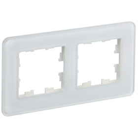 IEK BRITE DECOR Белый матовый стекло скругл.угол Рамка 2-м РУ-2-2-Бр RE