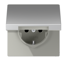 JUNG Алюминий Розетка с/з с крышкой и доп. защитой