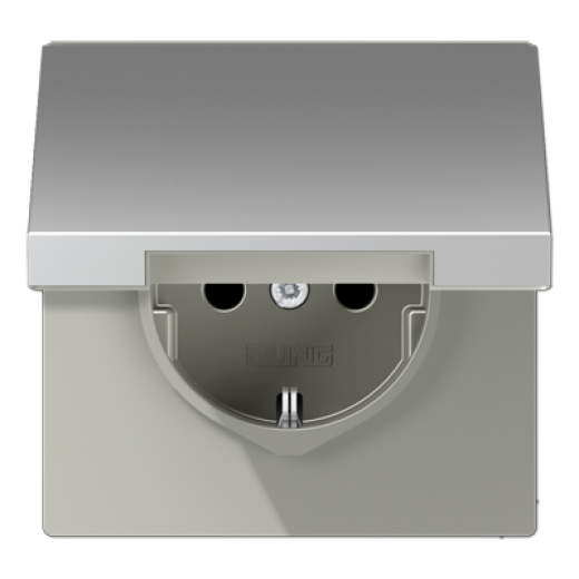 Штепсельная розетка SCHUKO 16A 250V~ с защитой от детей и откидной крышкой, алюминий