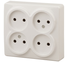 ЭРА Розетка Эксперт 11-2210-02 четверная 4х2P 16A-250В IP20 ОУ горизонт. слоновая кость