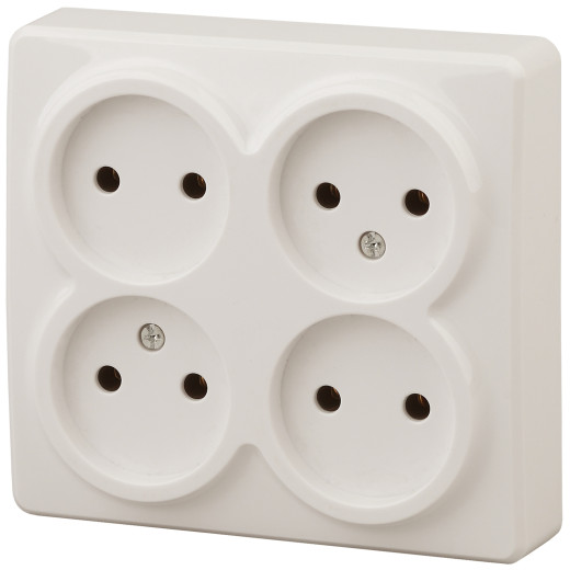 Розетка ЭРА Эксперт 11-2210-02 четверная 4х2P 16A-250В IP20 ОУ горизонт. слоновая кость