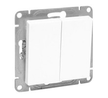 EKF Эпика Механизм выключателя, двухклавишный, проходной, белый.