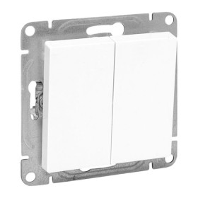 EKF Эпика Механизм выключателя, двухклавишный, проходной, белый.