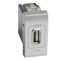 BT LL Алюминий Розетка USB для зарядки мобильных устройств 1,1А 230/5в. 1 модуль..