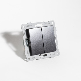 Переключатель двухклавишный, 10А, 220-250V (антрацит)