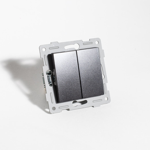 Переключатель двухклавишный, 10А, 220-250V (антрацит)