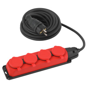 ЭРА Удлинитель силовой UK-4e-3x1,5-5m-IP44(KG) с заземлением 4 розетки каучук 5м КГ 3х1,5мм2 IP44