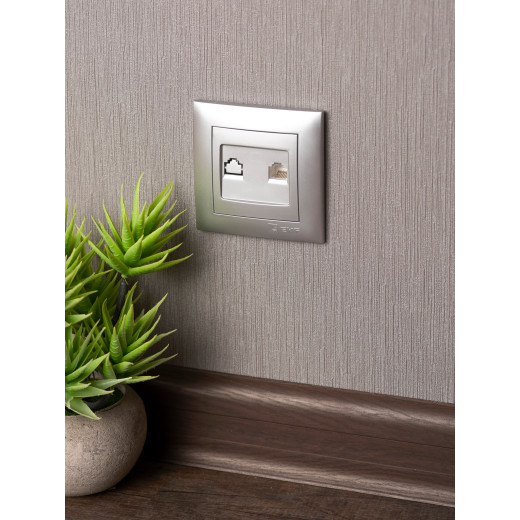 Валенсия лицевая панель розетки RJ-45 1-местная сталь EKF PROxima