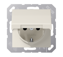 JUNG SCHUKO Слоновая кость Розетка штепсельная, 16A 250V~ с откидной крышкой и защитой от детей