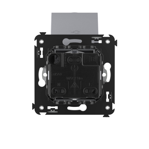 Розетка с крышкой в стену, 2P+E, с з/ш, Avanti, закаленная сталь