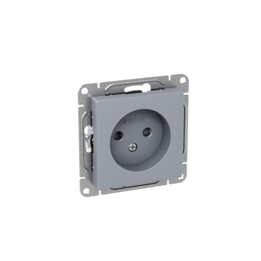 Механизм розетки, 16А, без заземления, со шторками, алюминий Эпика EKF