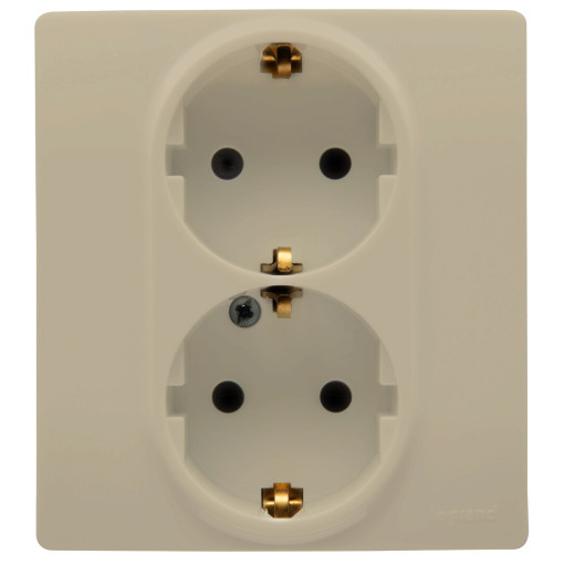 Розетка двойная с заземлением - Legrand Etika - без шторок в сборе 16А 250В винтовые зажимы - слоновая кость