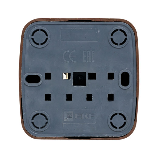 Розетка 1-местная ОП Минск 10А без заземления тёмное дерево EKF