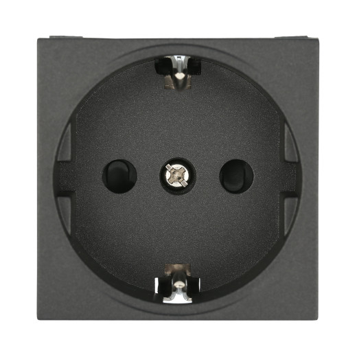 LK45 Розетка с з/к, со шторками глянцевая поверхность (черный бархат)