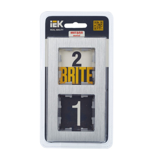 BRITE Рамка 2-мест. РУ-2-1-БрА металл алюм. IEK