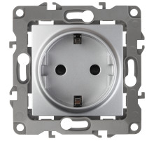 ЭРА Розетка Серия 12 12-2102-03 с заземлением 2P+E Schuko со шторками 16A-250В IP20 алюминий