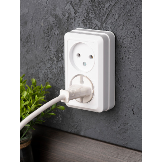 Рим Розетка 2-местная 10А без заземления белая EKF