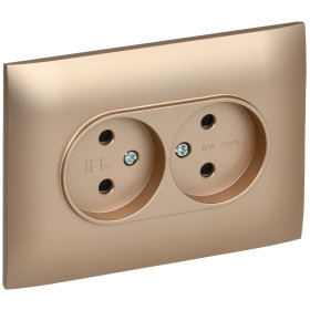 IEK SKANDY Песочный Розетка 2-ая б/з с защитными шторками 10А в сборе SK-R09Sa