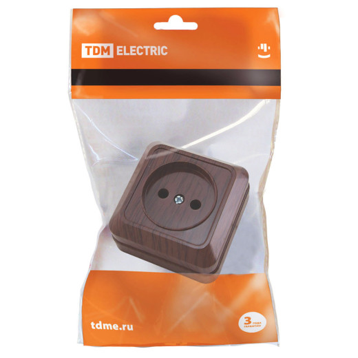 Розетка 2П открытой установки IP20 10А, бук 