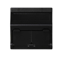 Simon Connect Графит Плата наклонная с крышками на 2 модуля MD (RJ45, оптоволокно), 45х45мм