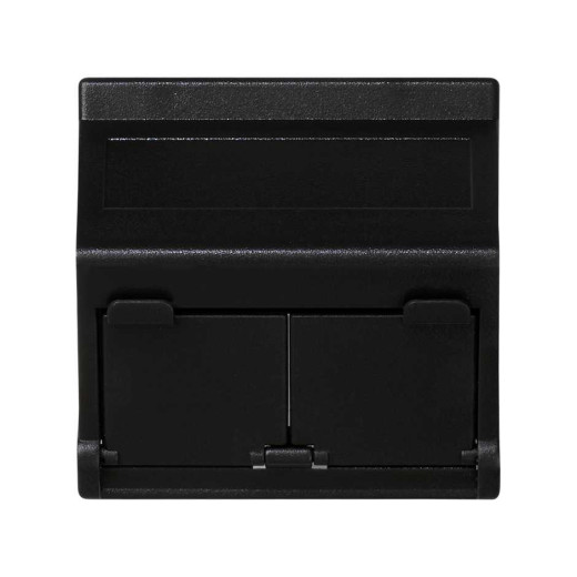 Плата наклонная с крышками на 2 модуля MD (RJ45, оптоволокно), 45х45мм, графит