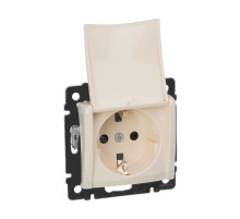 Legrand Valena Крем Розетка 1-ая с/з с крышкой.