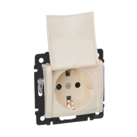 Legrand Valena Крем Розетка 1-ая с/з с крышкой.