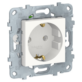 Schneider Electric Unica New Бел Розетка с/з без шторок, с быстрозажимными клеммами, 16А, 250В