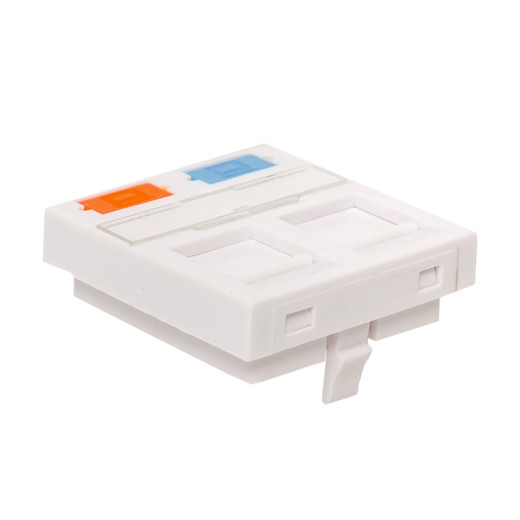 Вставка розеточная TERACOM PRO 45x45мм формат Mosaic на 2 модуля Keystone со шторками и маркерами белая