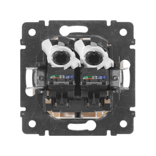 Розетка компьютерная двойная RJ45 категория 5e UTP - Legrand Valena - с захватами - белый