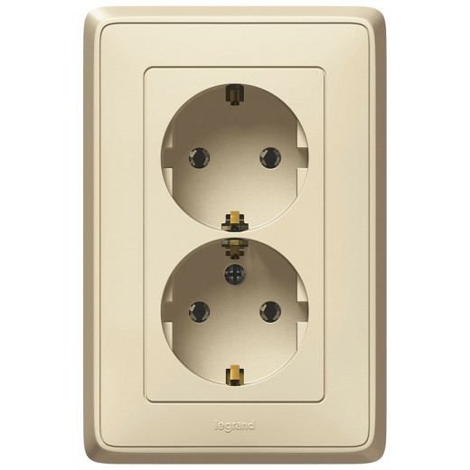 Розетка - Cariva - 2х2К+3 - немецкий стандарт - 16 А - 250 В~ - слоновая кость