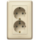 Розетка - Cariva - 2х2К+3 - немецкий стандарт - 16 А - 250 В~ - слоновая кость