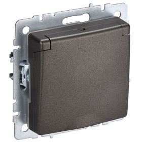 IEK BRITE BASE Темн.бронза Розетка 1-м с/з с защ штор и крышк 16А IP20 РСбш10-3-БрТБ