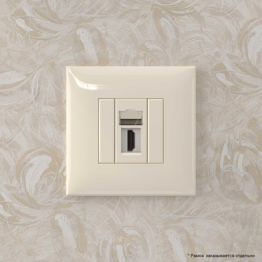 HDMI розетка одинарная в стену, тип А-А, Avanti, ванильная дымка