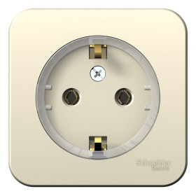 Systeme Electric Blanca наруж Молочная Розетка с/з без шторок,(тонкая) 16А, 250В изолир. пластина