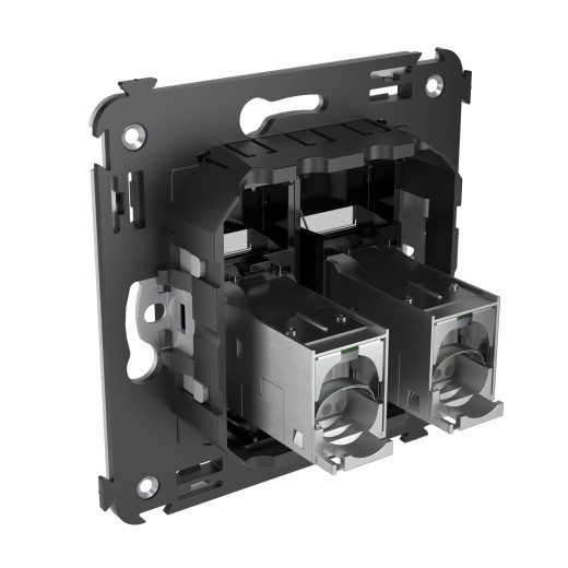 Компьютерная розетка RJ-45 в стену, кат.5e двойная экранированная, Avanti, черный квадрат